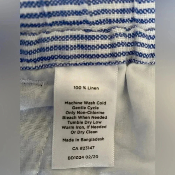 Talbots 100% Linen Wide-leg Pants Drawstring Blue White Stripe Women’s‎ 16P EUC - Picture 7 of 12